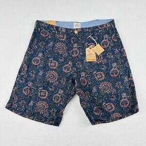 Faherty Men's Printed Atoll Indigo Floral Linen Cotton Shorts Size 30 NEW